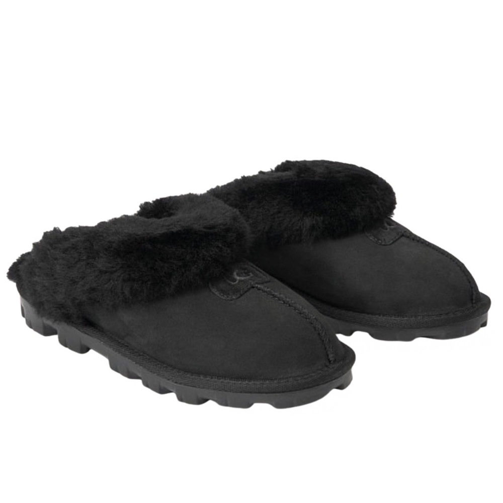 Ugg Coquette Slippers Shearling Fur Mules Slides In Black size 9